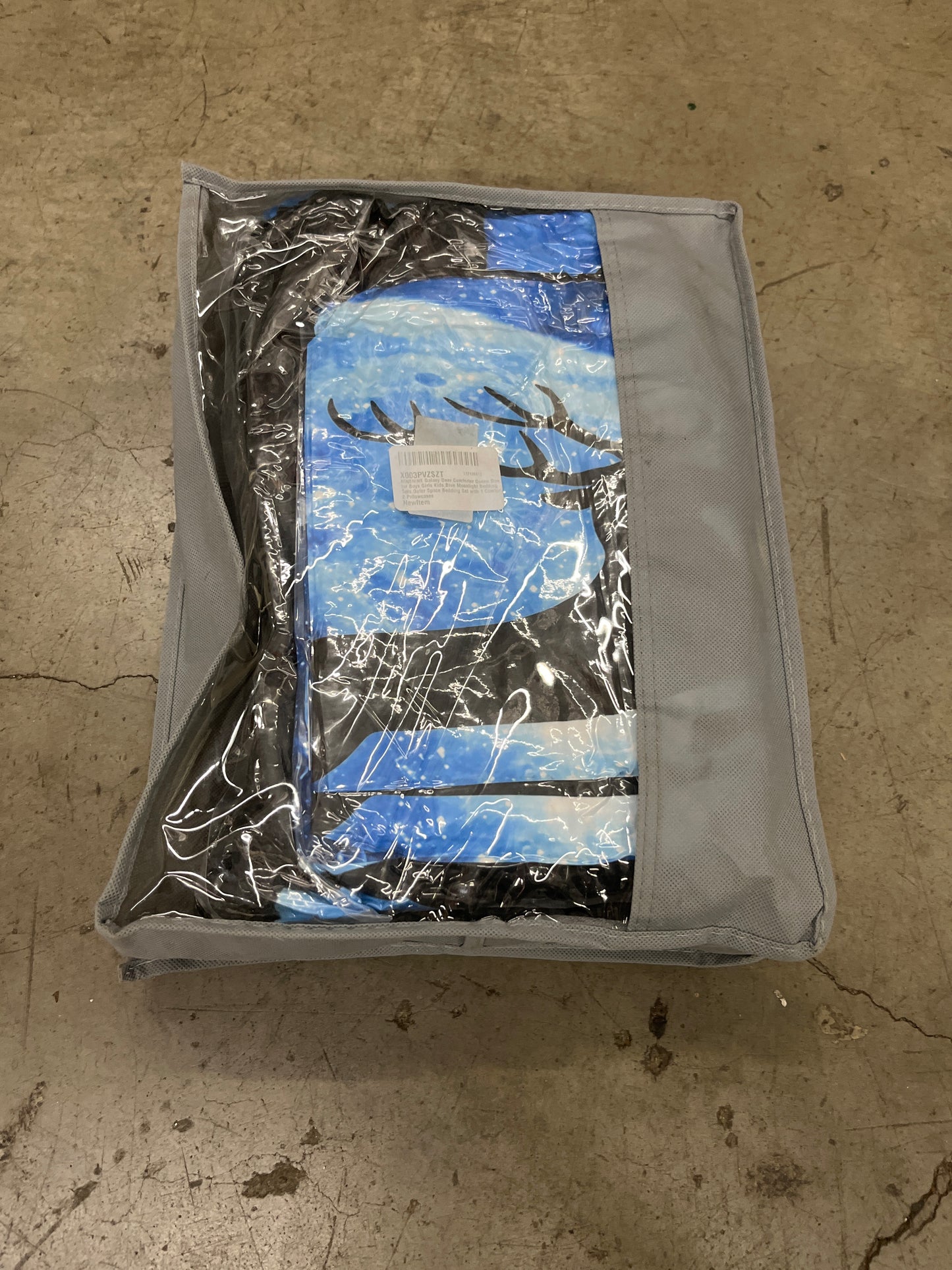 NEW - NINENINE QUEEN Galaxy Deer Comforter, Blue Moonlight Bedding Sets,Outer Space Bedding Set with 1 Comforter 2 Pillowcases