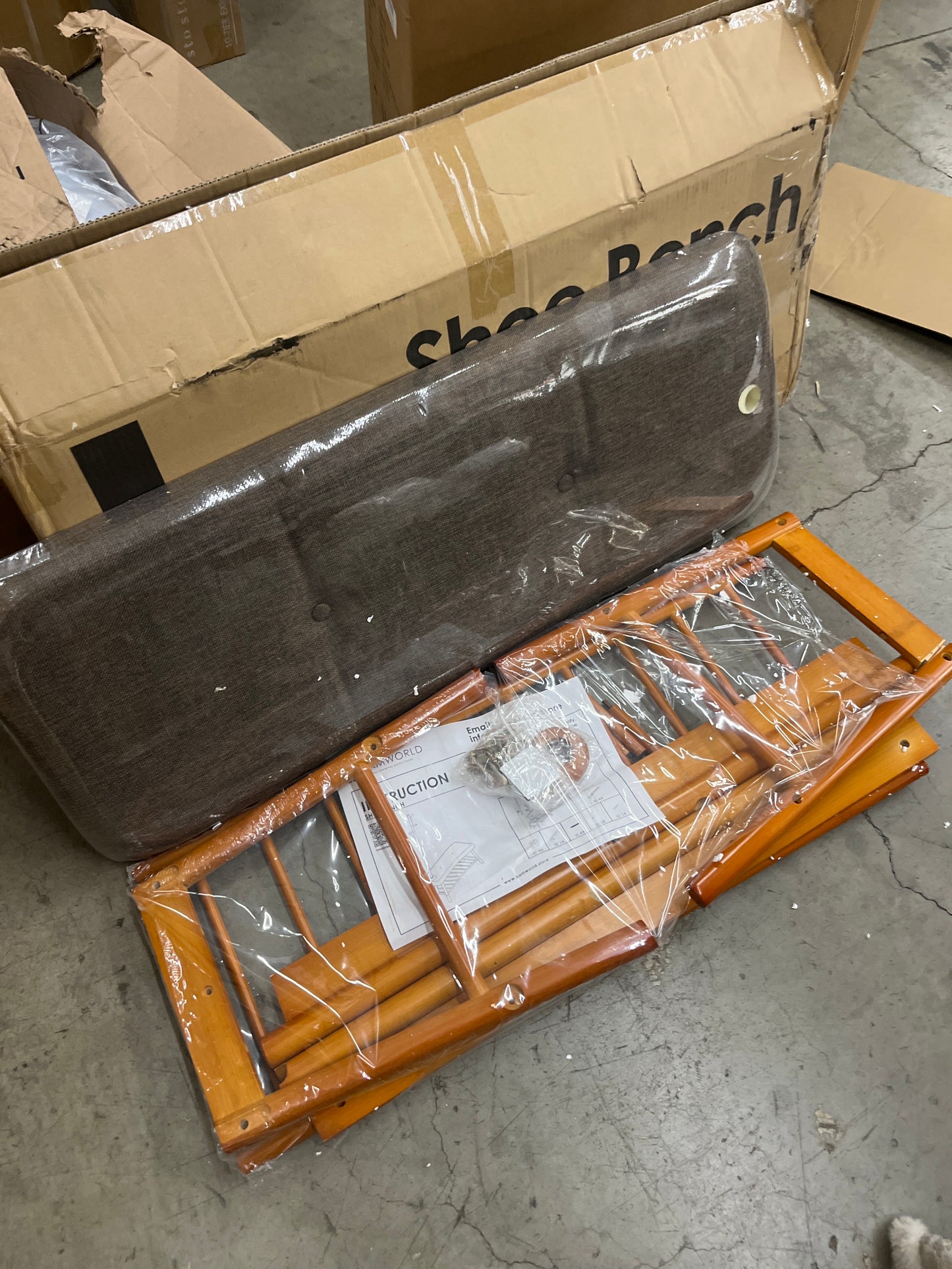 NEW w/ minor dmg - Bamworld Entryway Bench with Coat Rack Shoe Bench for Entryway Bench with Storage Bamboo 3-in-1 Design