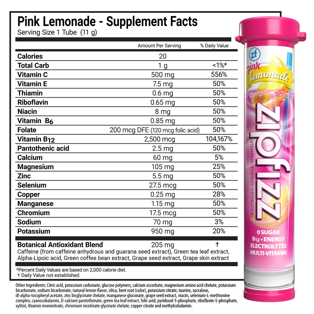 Zipfizz Multi-Vitamin Energy Hydration Drink Mix, 30 Tubes, Pink Lemonade
