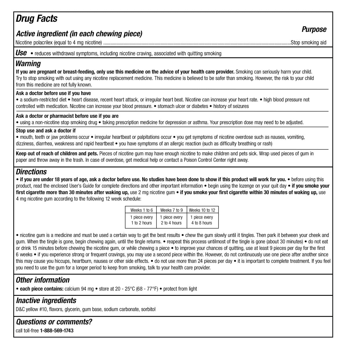 Nicorette Quit Smoking Aid 4mg Original Flavor Gum 200 Pieces