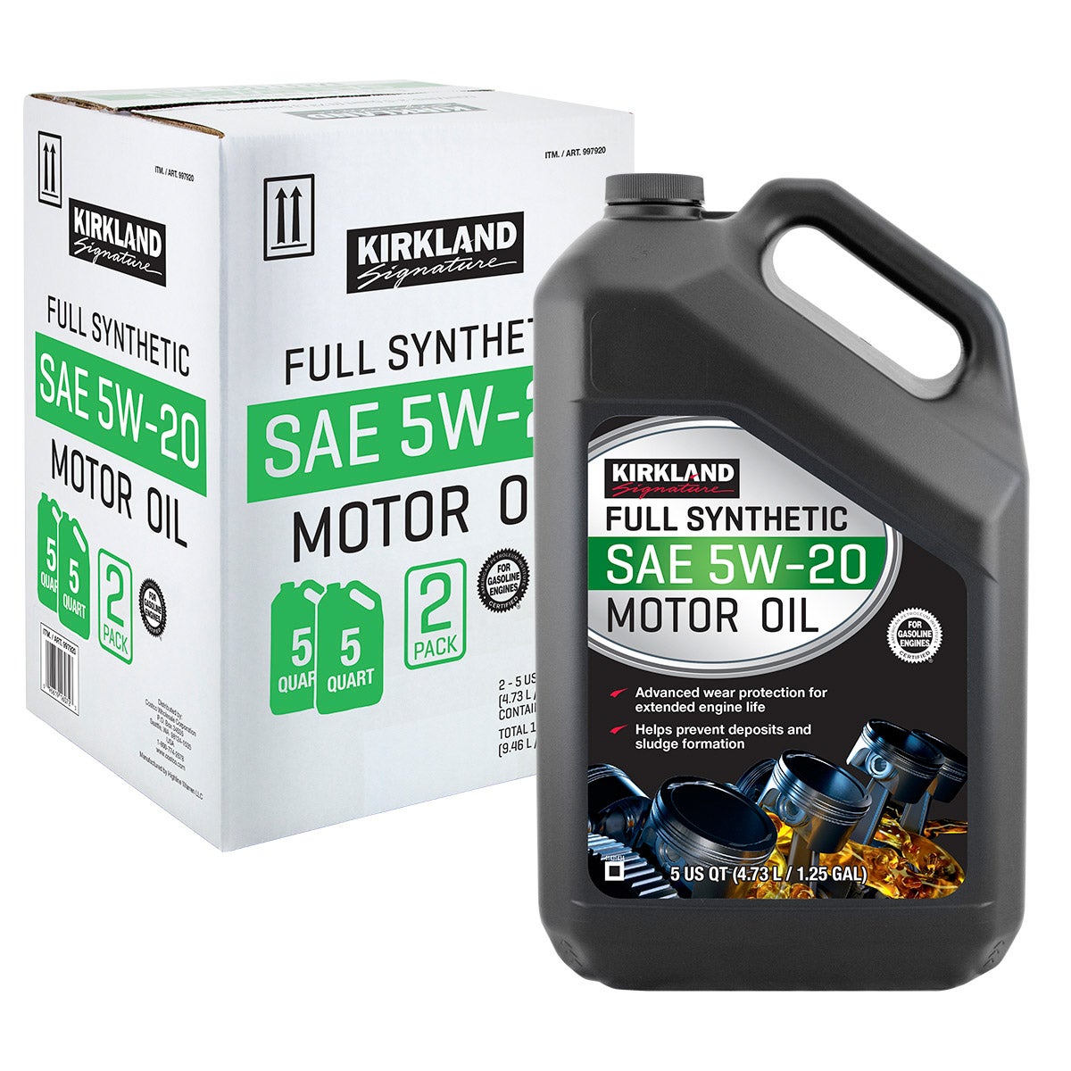 NEW - Kirkland Signature 5W-20 Full Synthetic Motor Oil 5-quart, 4-pack