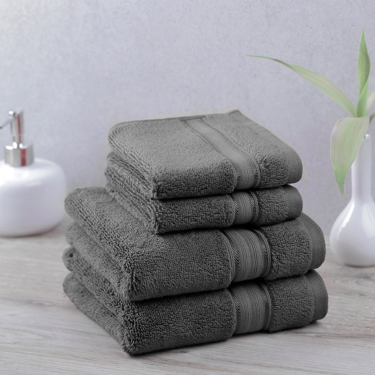 Purely Indulgent 100% Egyptian Cotton Towel Set, 2 Hand Towels, 2 Washcloths