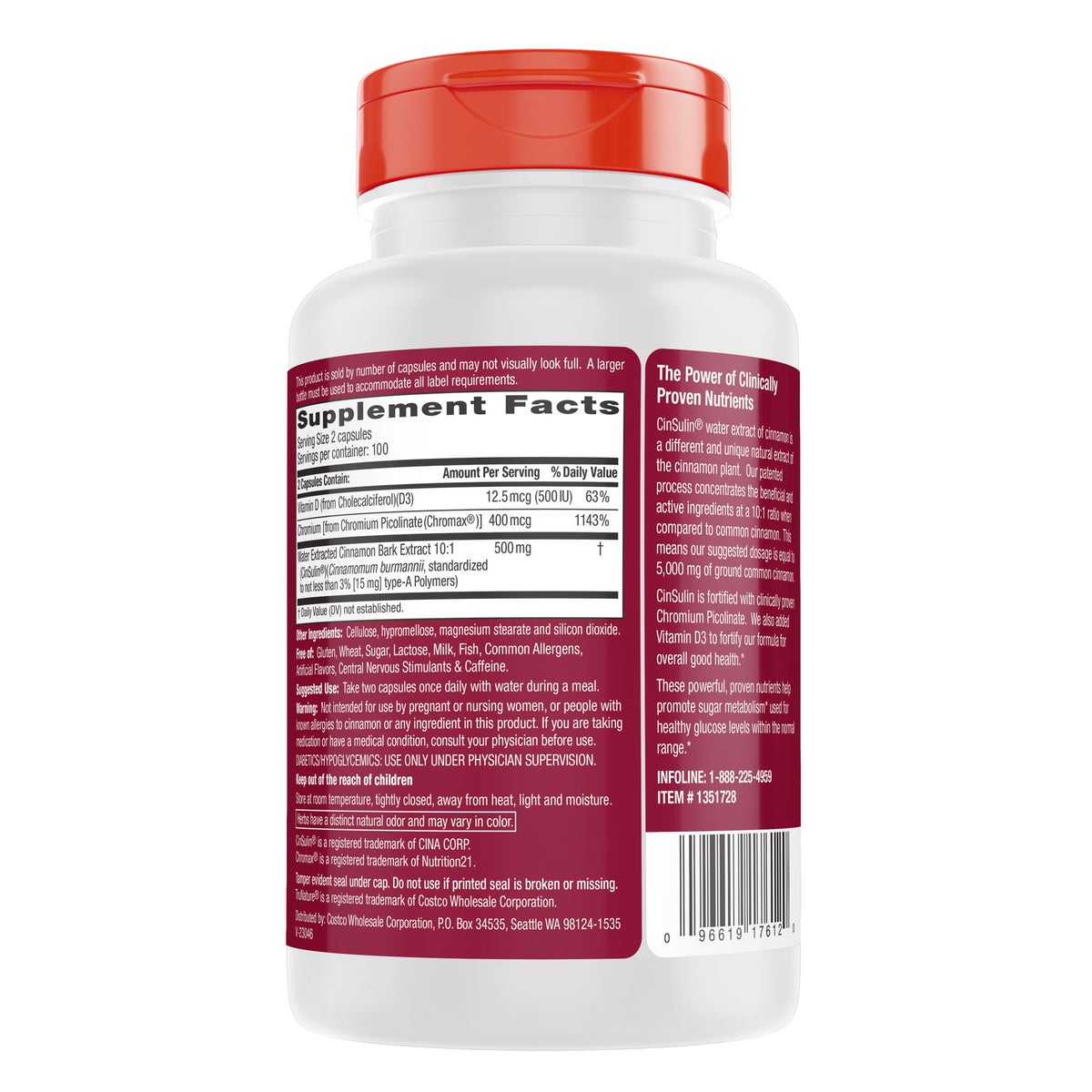 NEW - trunature Cinnamon Concentrate Cinsulin 500mg, 200 Vegetarian Capsules