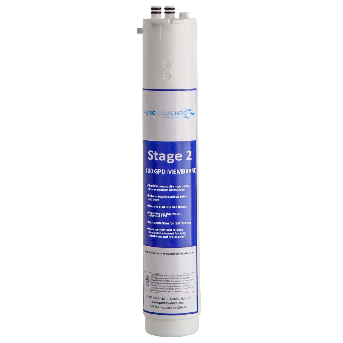 Pure Blue High Efficiency Membrane Replacement for 1:1 Reverse Osmosis Water Filtration System - Retail $58