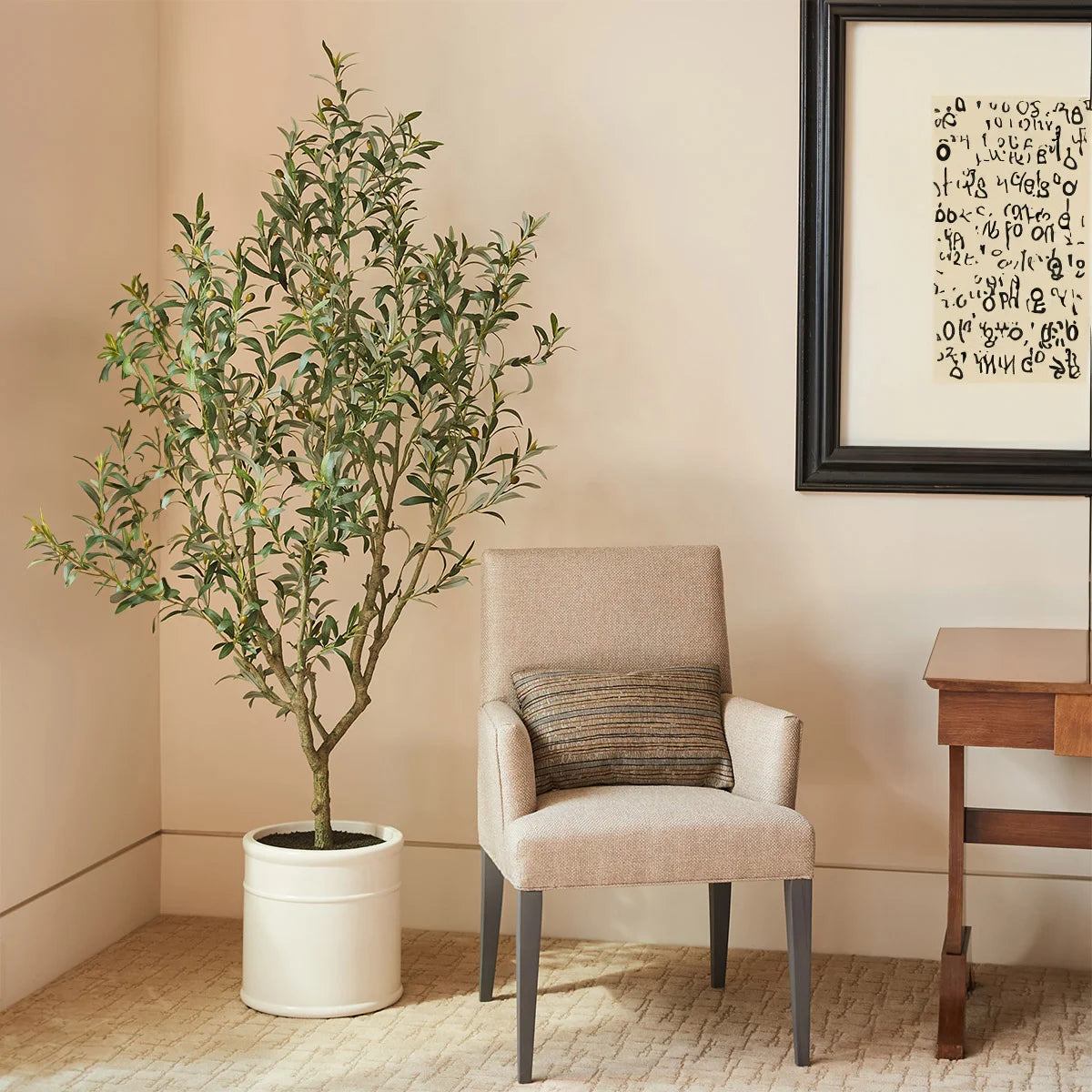 NEW - Costco - Artificial 6.5’ Olive Tree with French Planter