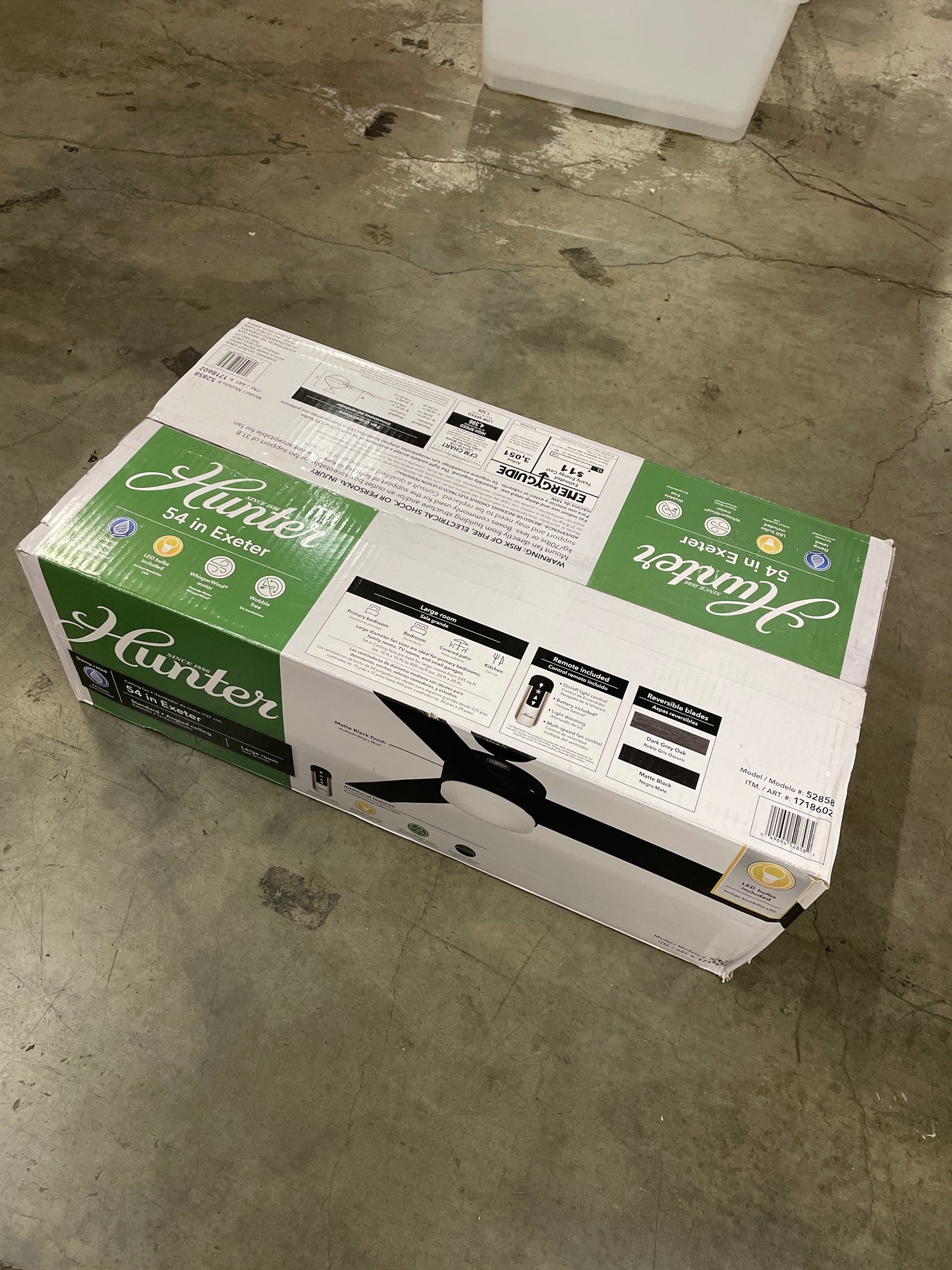 NEW - Hunter Exeter 54” 3-Blade Indoor / Outdoor Ceiling Fan - Retail $150