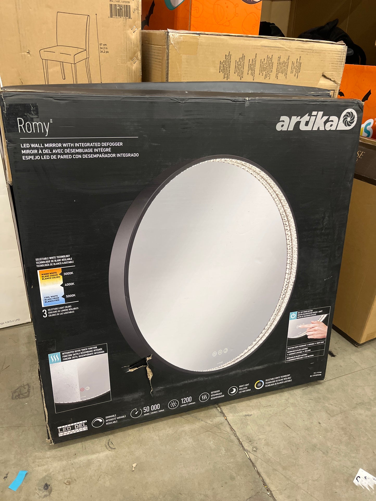 NEW - Artika Romy 28" LED Lighted Wall Mirror with Defogger - Retail $90