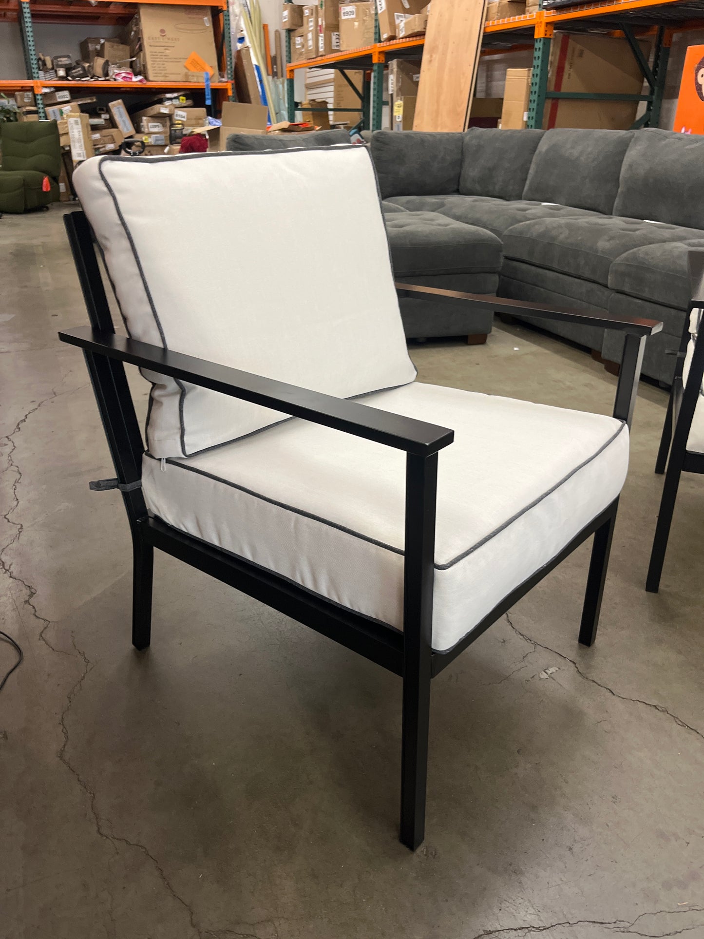 2pc Searsburg Aluminum Deep Seating Outdoor Patio Chair, Club Chair, Accent Chair White/Black