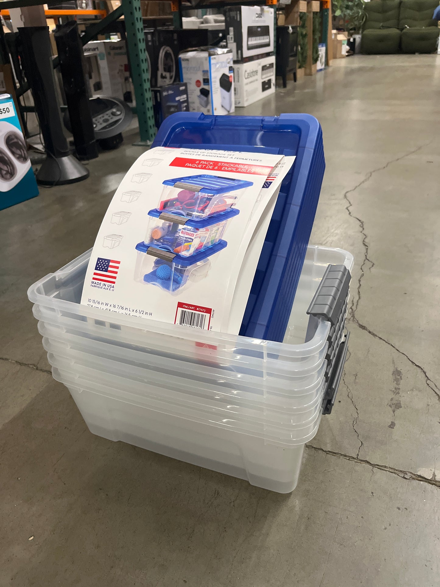 IRIS 12.9 Quart Buckle Up Storage Bin, 6-pack