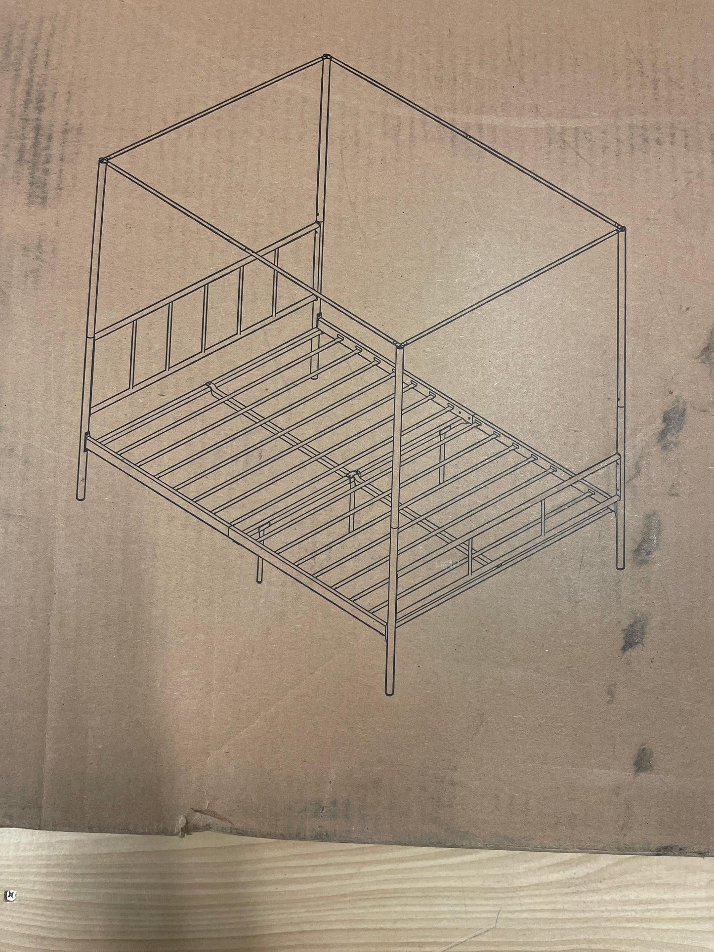 NEW - Novogratz FULL Marion Canopy Bed Frame, Gold - Retail $127