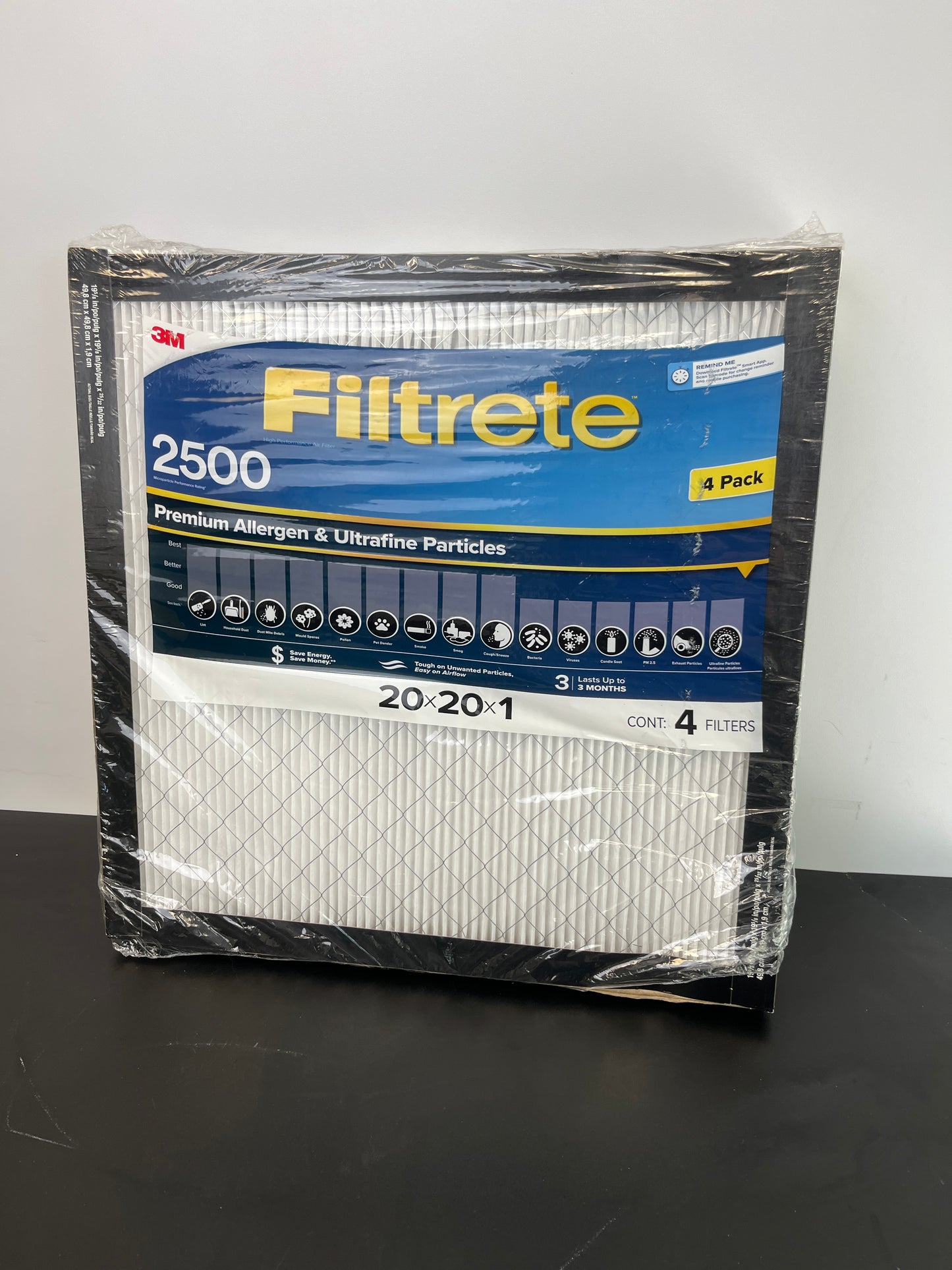 NEW - Filtrete (2 Pack) 20-in W x 20-in L x 1-in MERV 14 2500 Premium Allergen and Ultrafine Particle Electrostatic Pleated Air Filter - Retail $58
