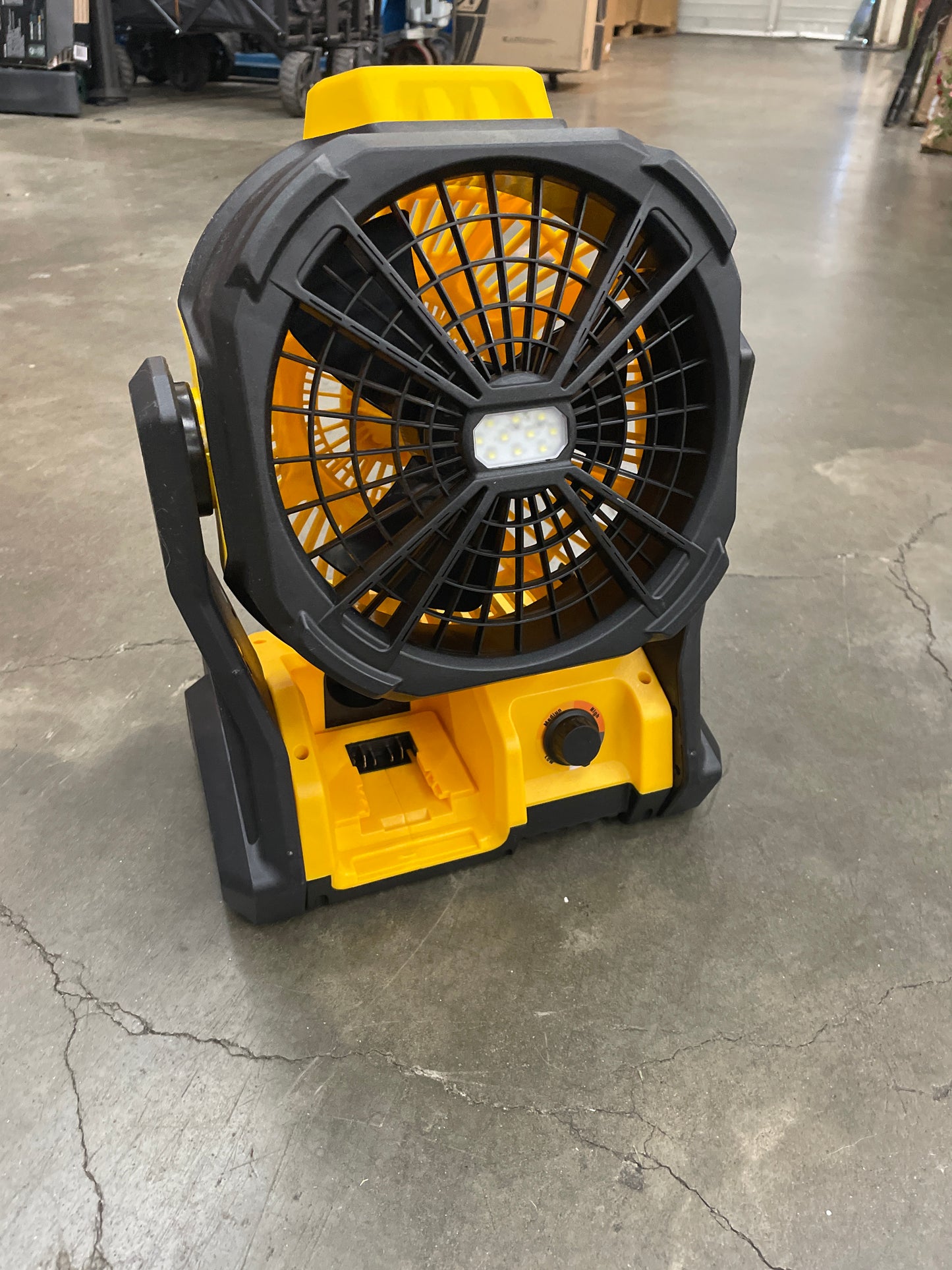 Battery Operated Fan, for DeWalt 20V Max Battery, Camping Fan Cordless, Option for Corded, with LED Lights, Variable Speed, Hook for Hanging, for Jobsite, Black(Battery Not Included)