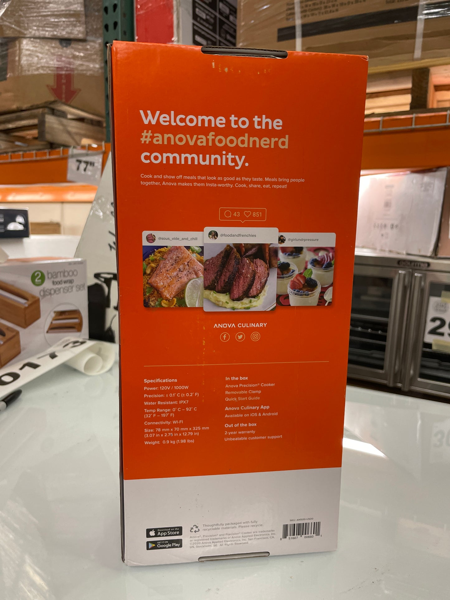 NEW - Costco - Anova Culinary Sous Vide Precision Cooker with Wifi - Retail $124