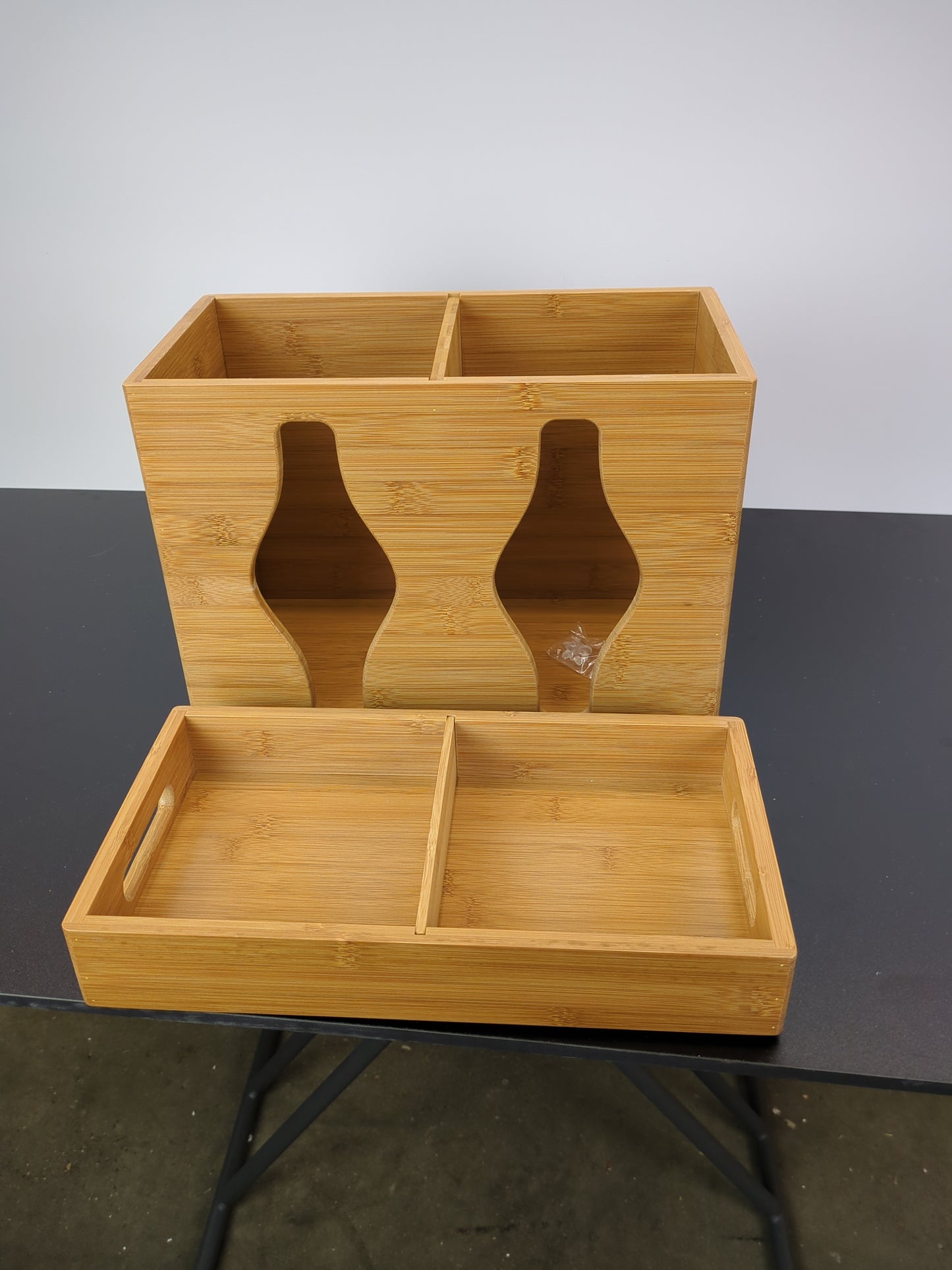 Seville Classics Bamboo Plastic Bag Organizer - Retail $33