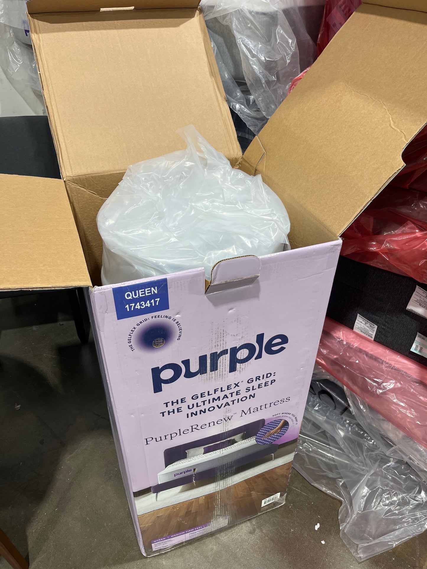 NEW- QUEEN PurpleRenew 11" Gel Grid Mattress