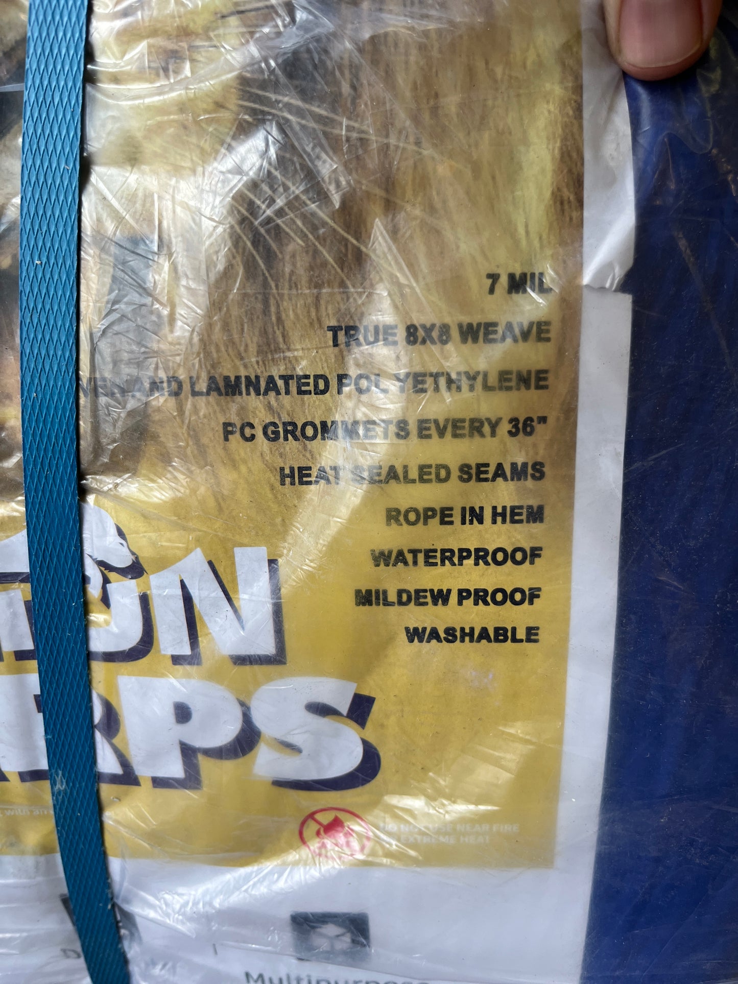 50x100 Stander Duty 6 Mil Tarp Cover, Waterproof, UV Resistant, Rip and Tear Proof, Poly Tarpaulin with Reinforced Edges for Roof, Camping, Patio, Pool Cover, Boat, Blue - Retail $151