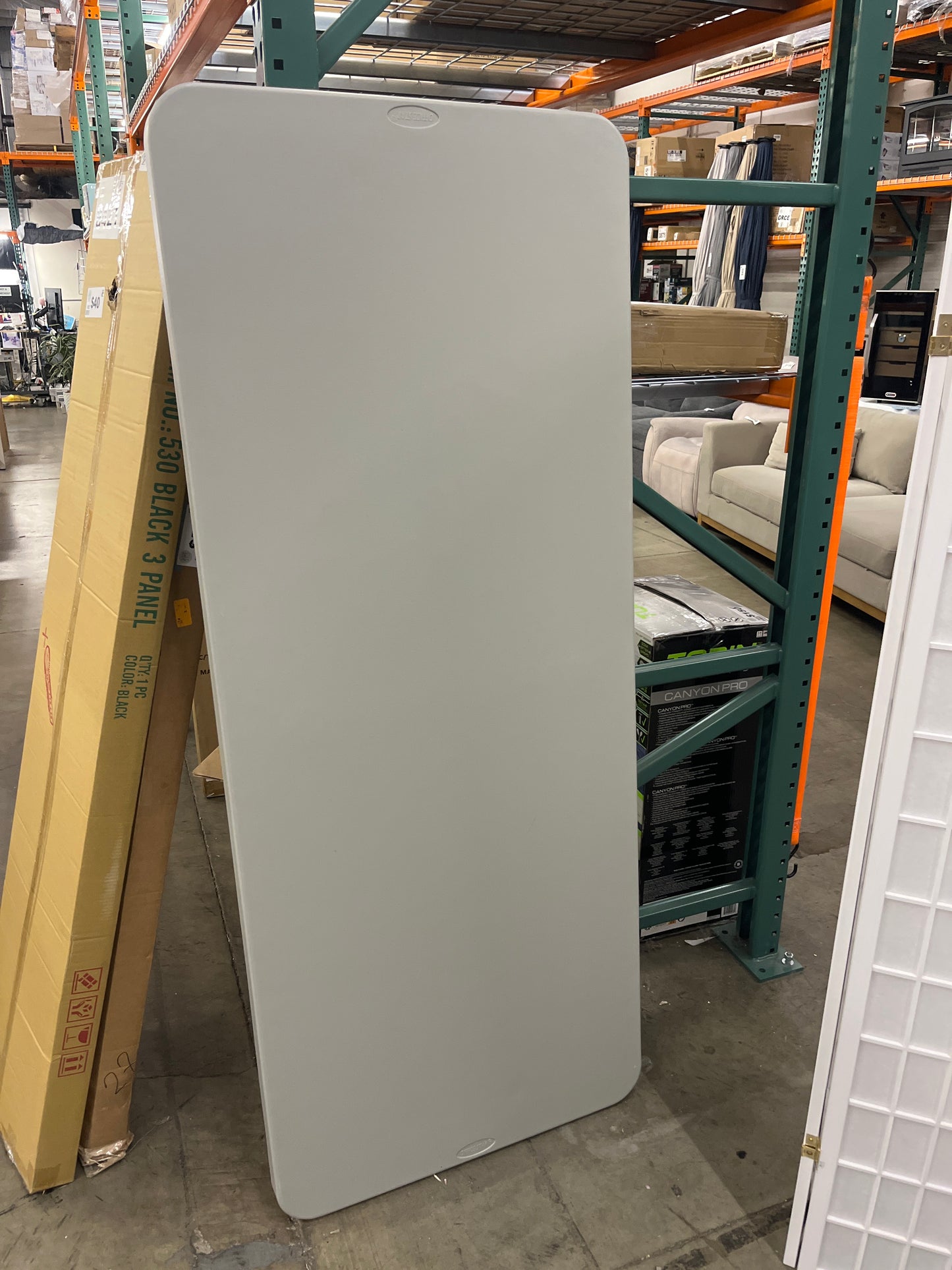 Office Star Resin Multipurpose Rectangle Folding Table for Indoor or Outdoor Use, 6 Feet Light Gray - Retail $181