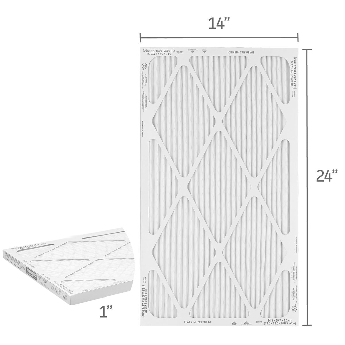 Kirkland Signature 14x24x1 2200 High Performance Furnace Filters, 4-pack