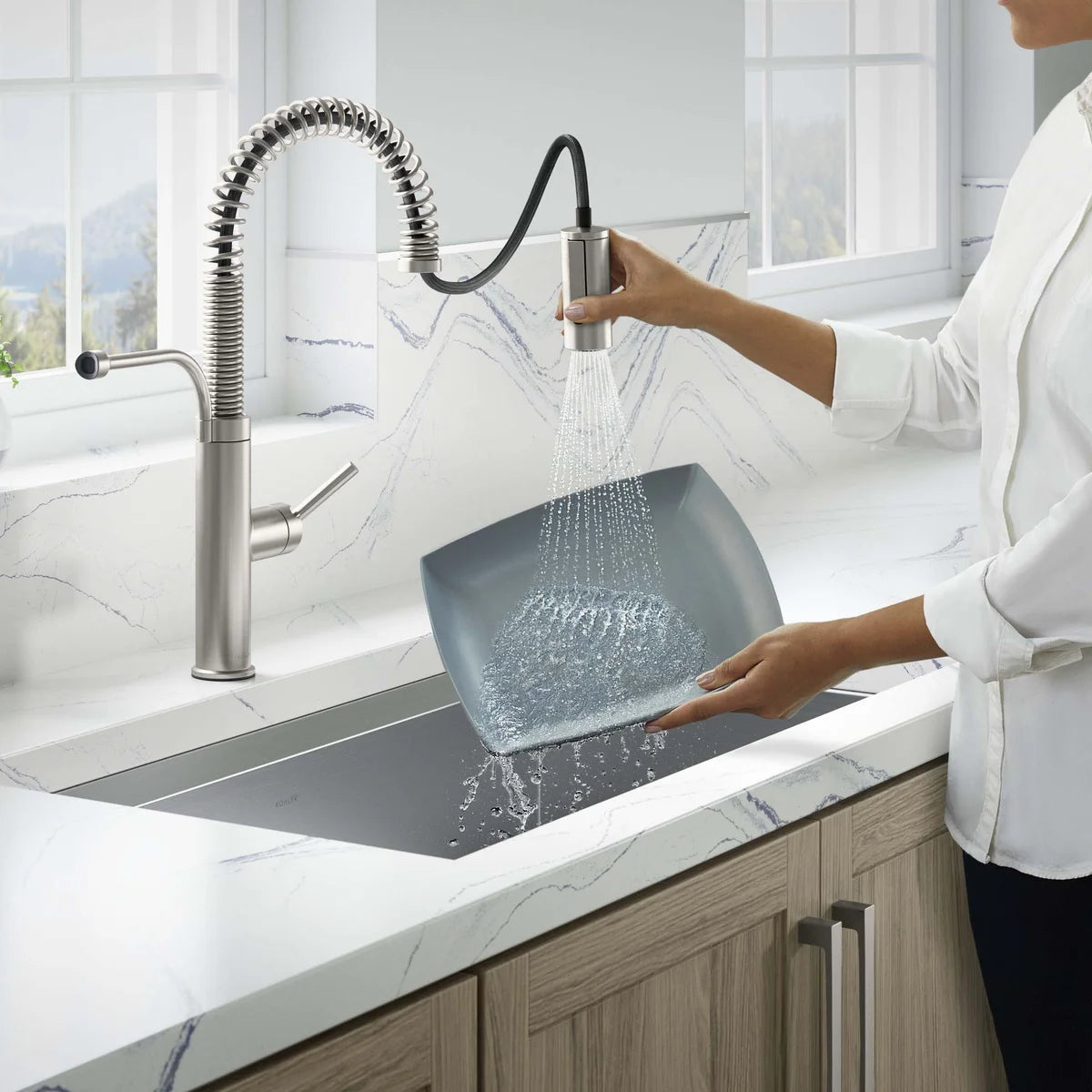 NEW - Kohler Provo Stainless Steel Semi-Pro Kitchen Faucet