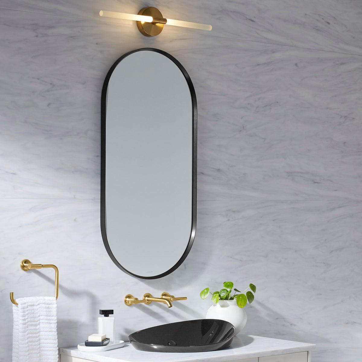 Kohler Orime 20" x 40" Capsule Framed Mirror - Matte Black