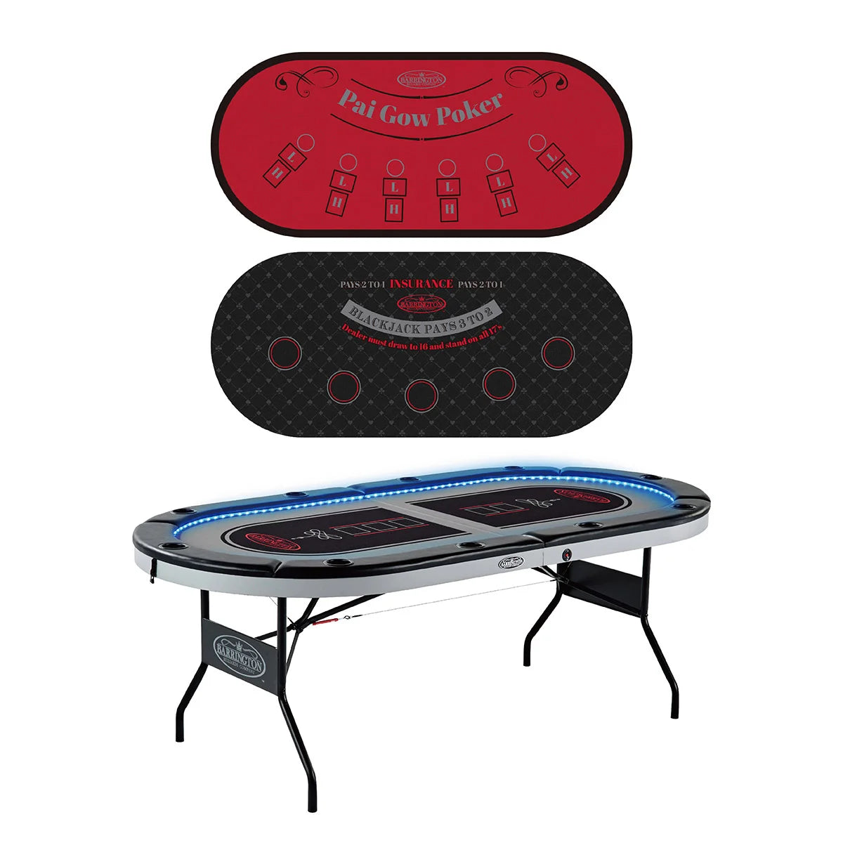 Barrington 10-player Poker Table with LED Lights – PDX Deals