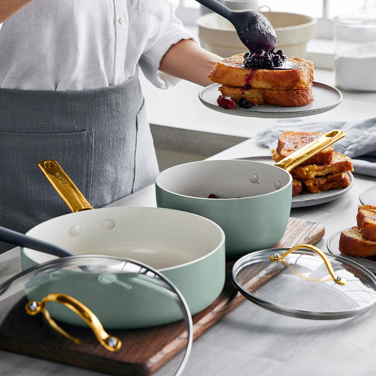 GreenPan Reserve Ceramic 5-piece Cookware Set - Moss