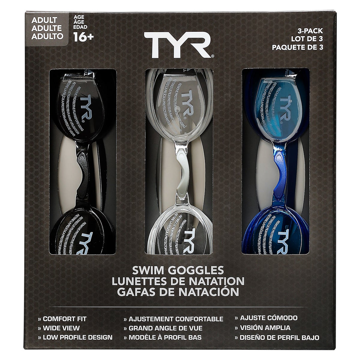 TYR Adult Swim Goggle 3-pack