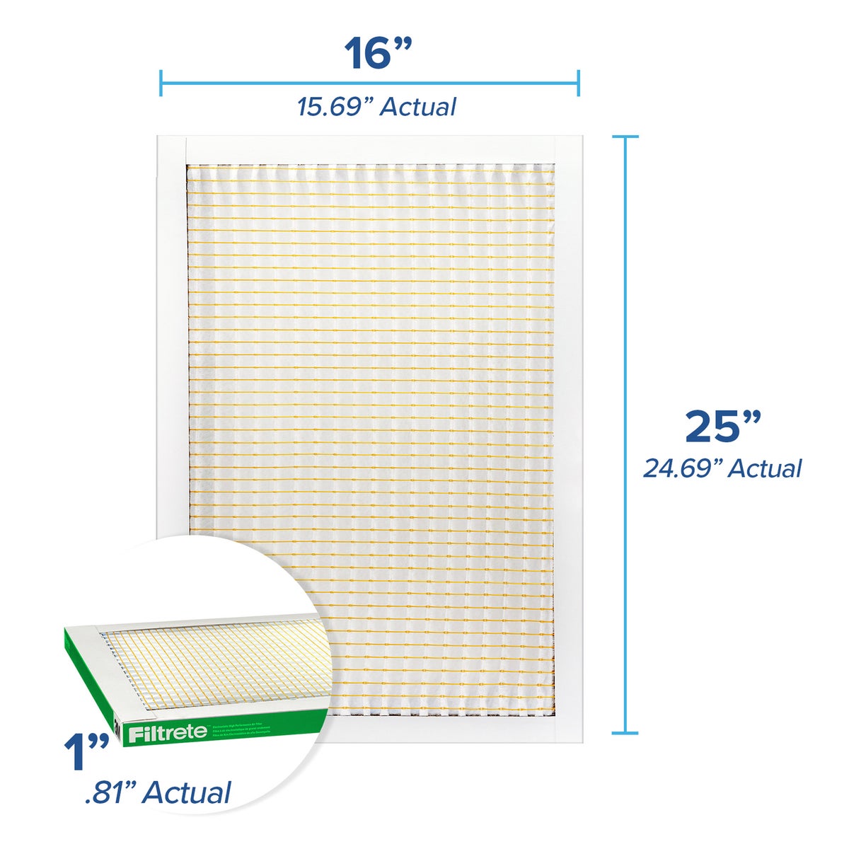 Filtrete Air Filter 1” 16x25x1, MPR 700 MERV 8, Dust, Pollen and Pet Dander Filter, 4-pack
