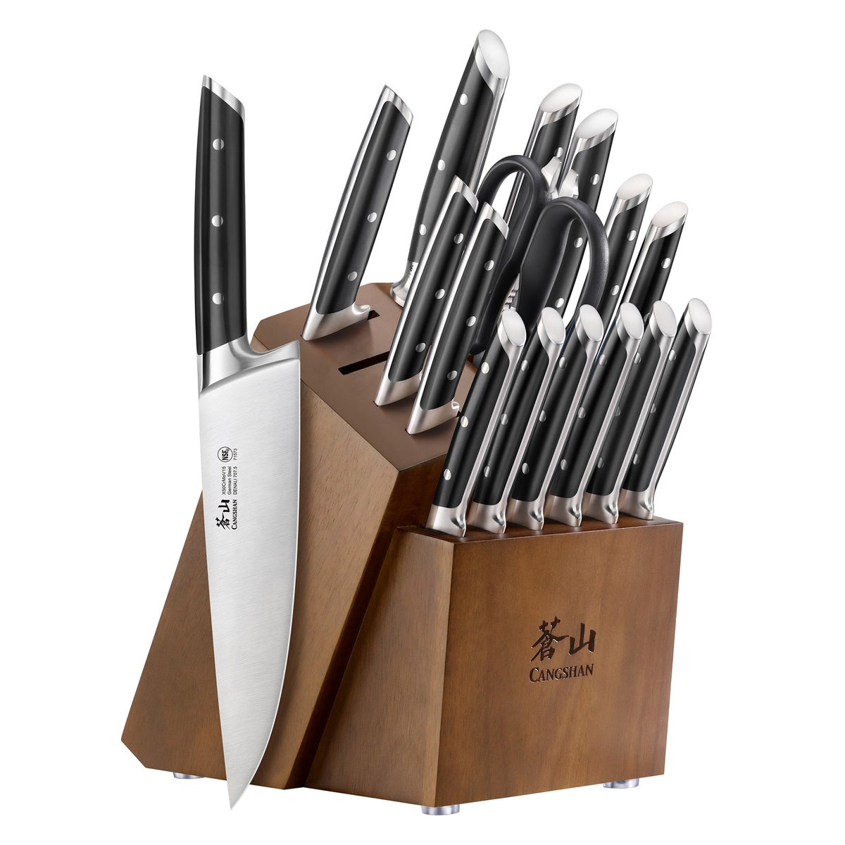 Cangshan Denali Series German Steel Forged 17-piece Knife Block Set - Black