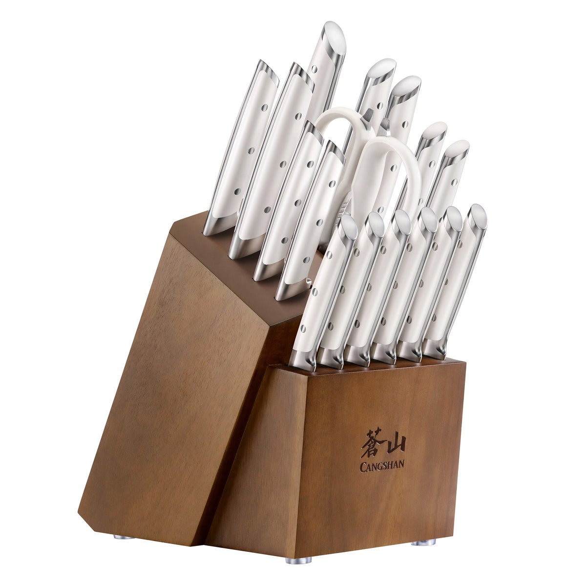 Cangshan Denali Series German Steel Forged 17-piece Knife Block Set - White