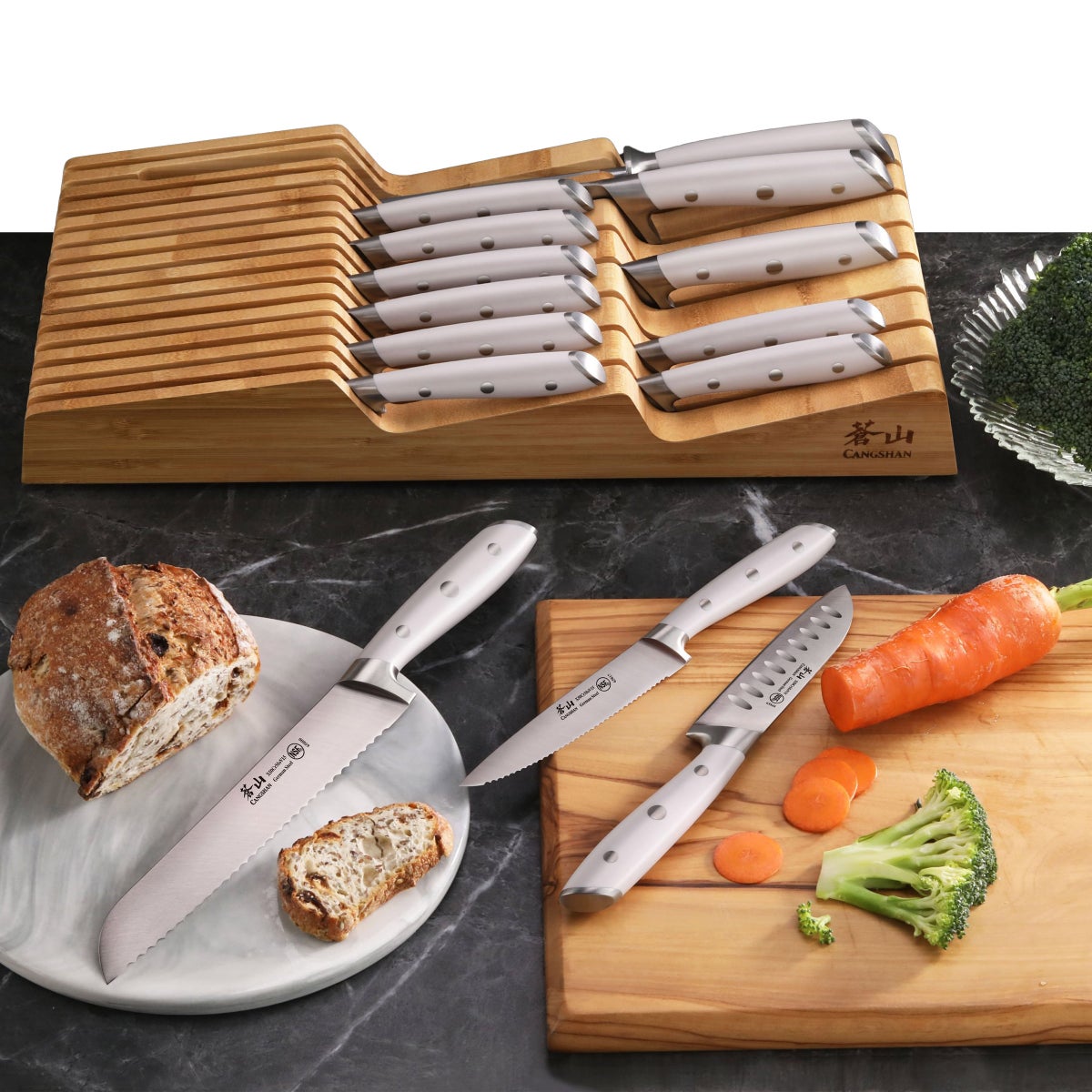 Cangshan Alps Series German Steel 15-piece Knife In-Drawer Set