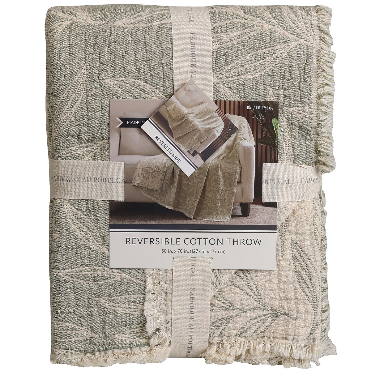 Reversible Cotton Throw, Green