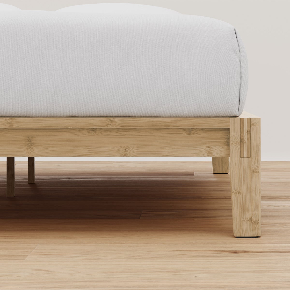 NEW - Resident Bamboo Platform King Bed Frame with Pine Slats, Natural Finish