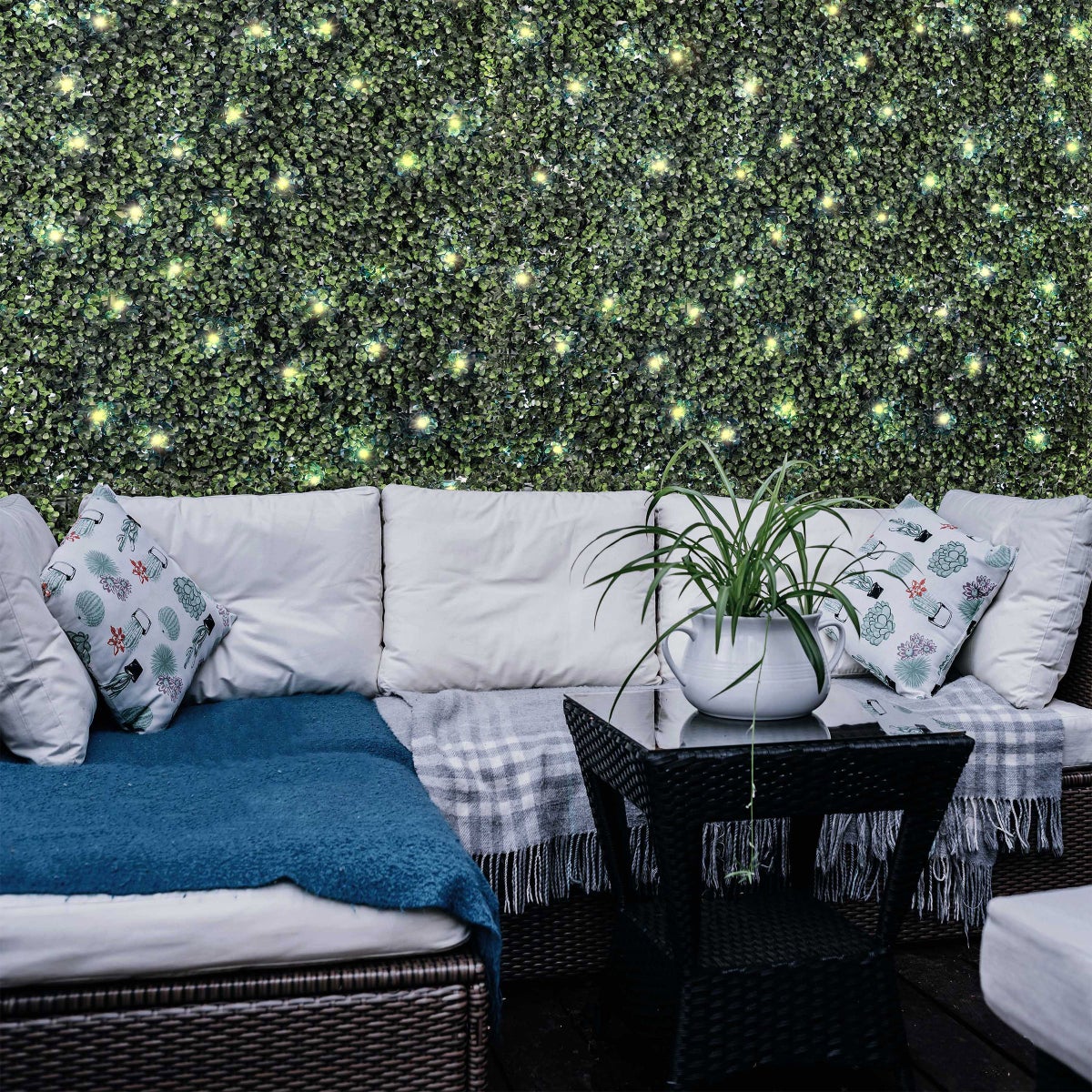 Golden Select American Boxwood Artificial Hedge Panel with Lights