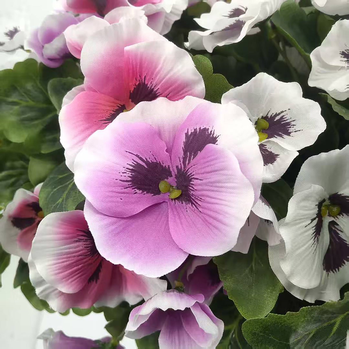 Faux UV Resistant Pansy Hanging Basket
