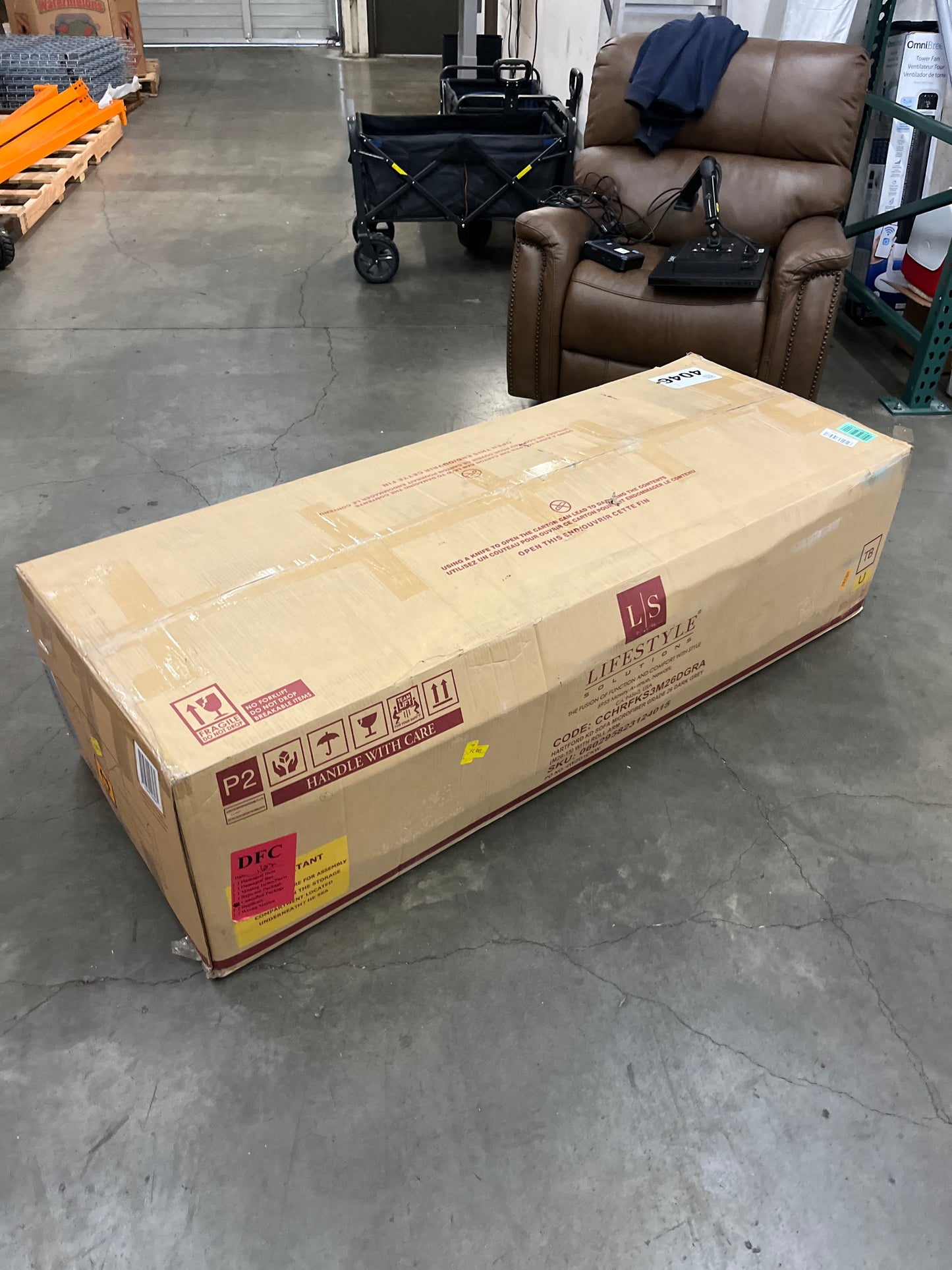 zzzzLifestyle Solutions Collection Grayson Micro-Fabric Sofa, Dark Grey - Retail $165