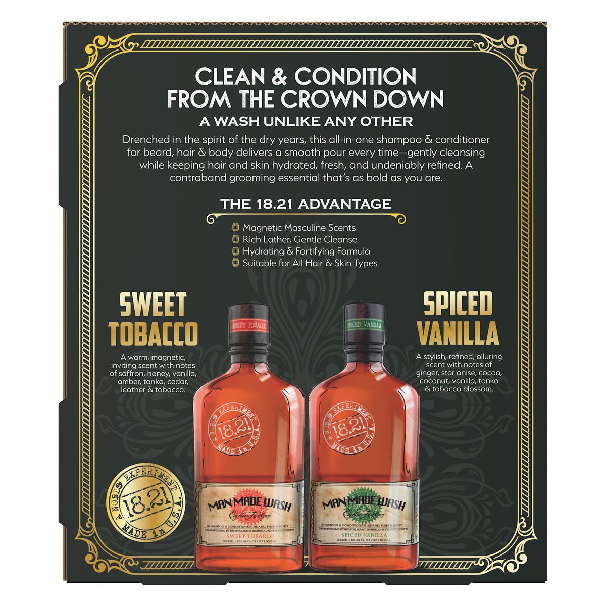 18.21 Man Made Wash, 3-in-1 Shampoo, Conditioner & Wash 2-pack