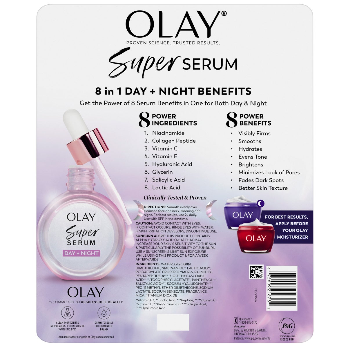 Olay Super Serum 8 in 1 Day & Night, 0.845 fl oz, 2-pack