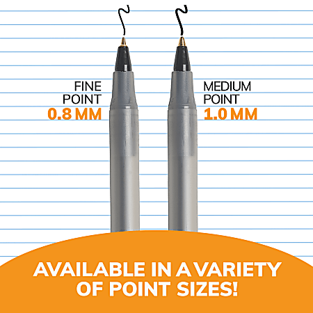 BIC® Round Stic® Ballpoint Pens, Fine Point, 0.8 mm, Translucent Barrel, Black Ink, Pack Of 12 - Retail $4