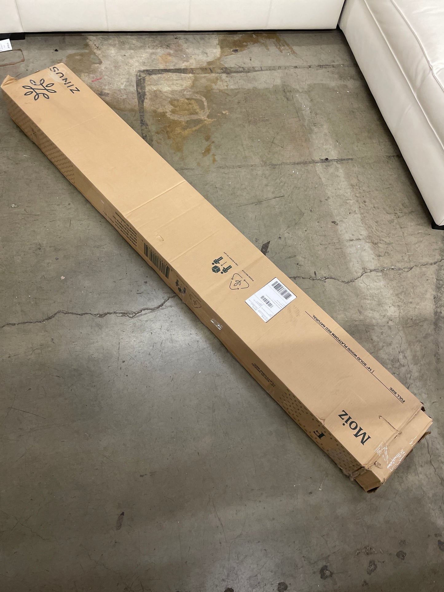 ZINUS Moiz Wood Platform Bed Frame, Wood Slat Support, No Box Spring Needed, Easy Assembly, Natural, Full - Retail $150