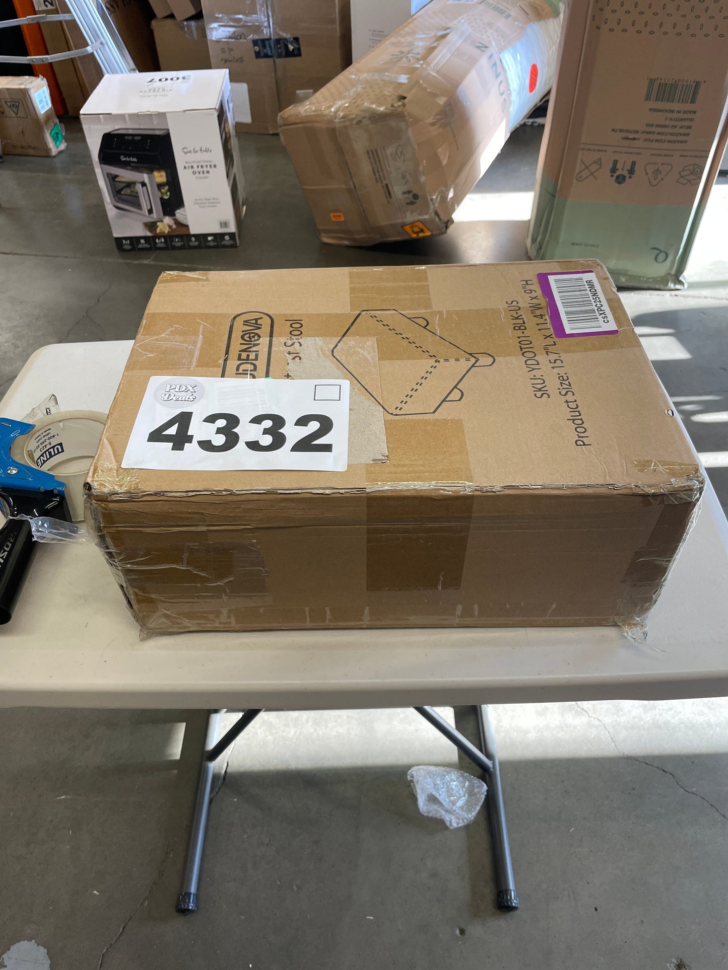 YOUDENOVA 16 inches Footstool Ottoman with 4 Stable Wooden Legs, Small Under Desk Footrest, Black PU Faux Leather Step Stool with Padded Seat for Living Room Bedroom - Retail $35