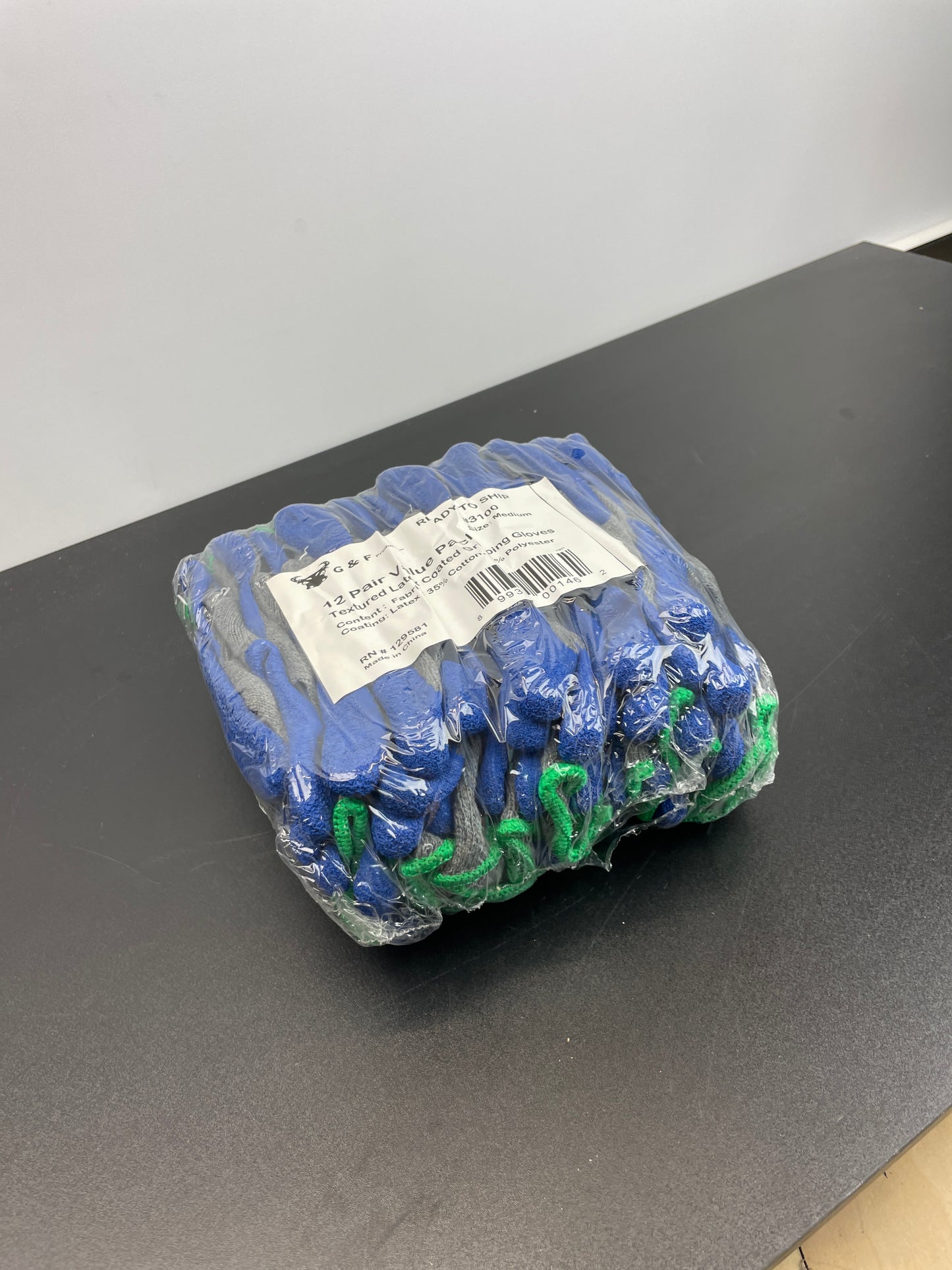 G & F Products - 3100M-10 120 Pairs Medium Rubber Latex Double Coated Work Gloves for Construction, gardening gloves, heavy duty Cotton Blend Blue - Retail $107