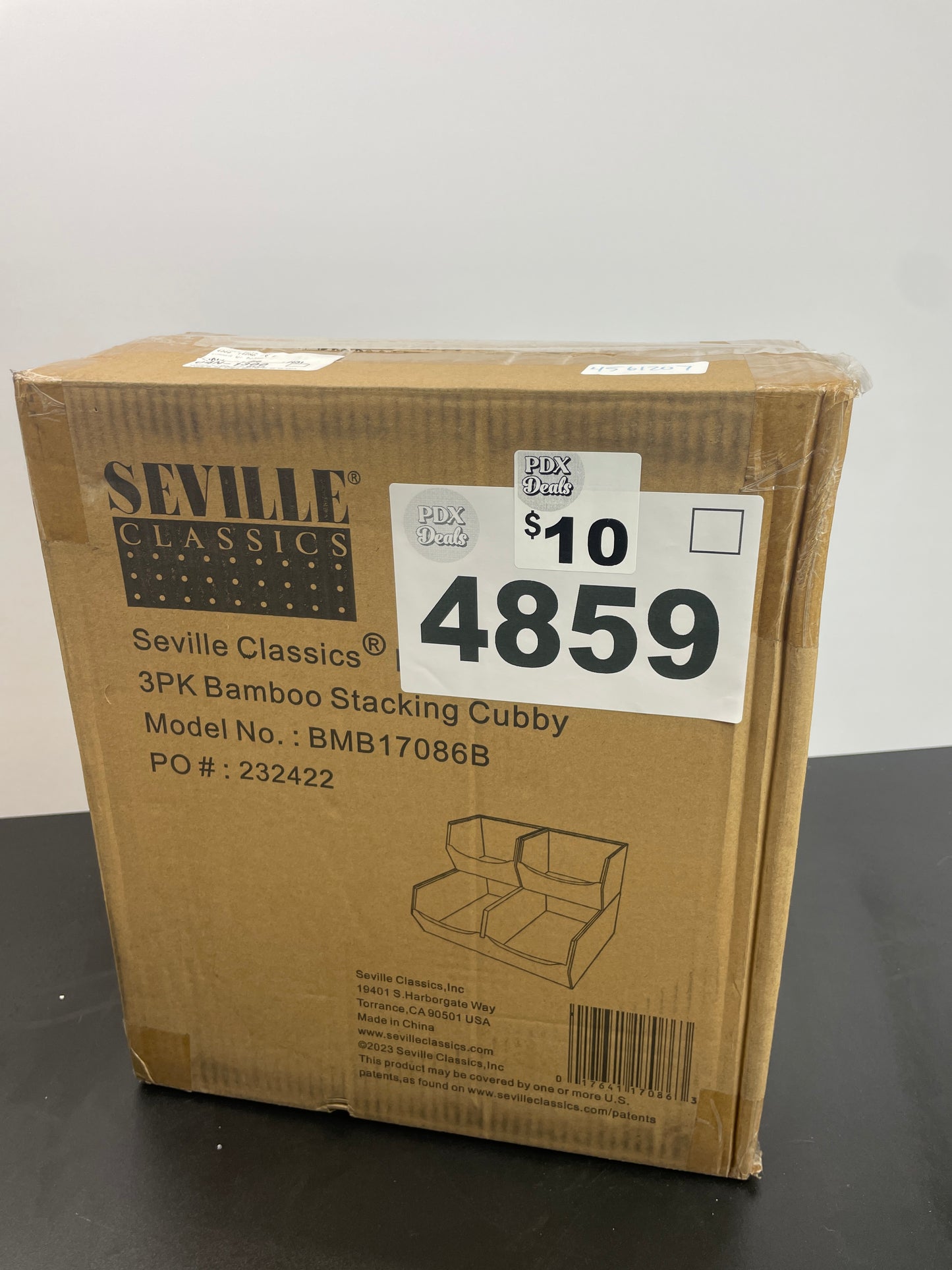 NEW - Seville Classics Stackable Bamboo Bins 3 Piece - Retail $24