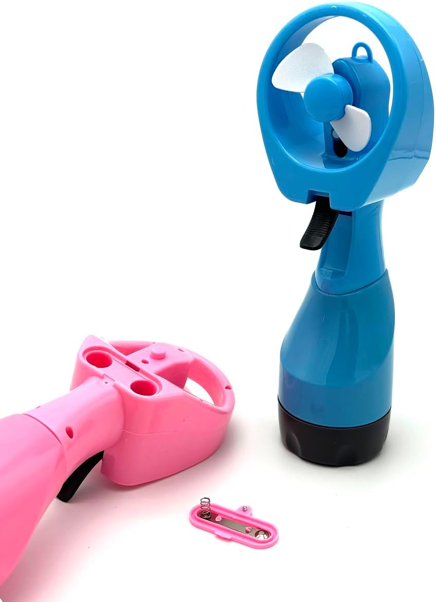 YELLOW - ABS Battery Powered Handheld Water Misting Fan Manual Spray Fans for Beach Travel Outdoors, Yellow