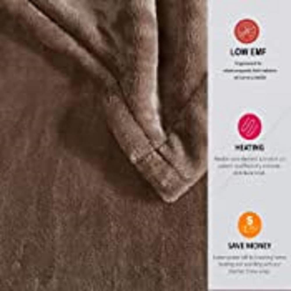 Beautyrest Heated Electric Blanket for Cold Weather, Fast Heating Heated Blanket, Auto Shut Off, Virtually Zero EMF, Multi Heat Setting, UL Certified, Mink Queen (90 inx84 in) - Retail $122