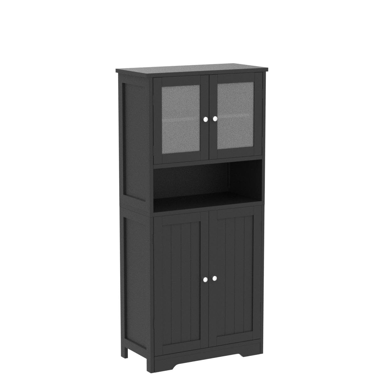 Irontar Bathroom Cabinet, Bathroom Floor Cabinet with Open Shelf, Display Storage with Doors, Kitchen Cupboard, Storage Cabinet for Living Room, 23.6 x 11.8 x 50.4 Inches, Black CWG006B