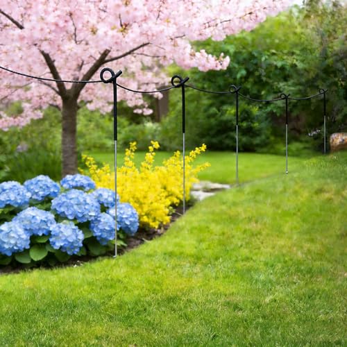 10 Pack 39 Inches Black Heavy Duty Step in Fence Post Pig Tail Electric Fencing Post Temporary Metal Fence Stakes for Garden Electric Fencing and Yard Protection