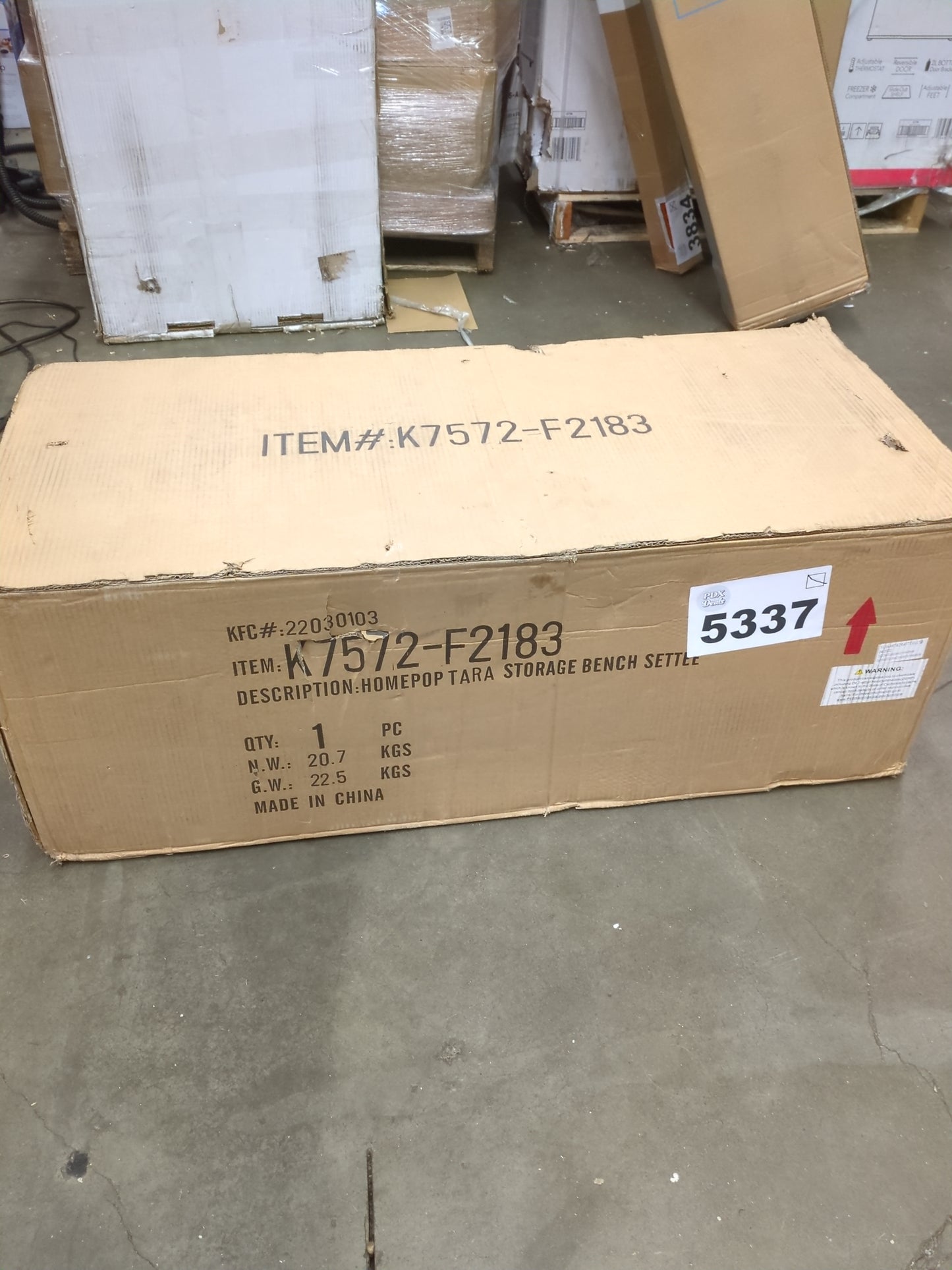 HomePop Tara Upholstered Storage Settee Bench with Hinged Lid, Grey - Retail $172