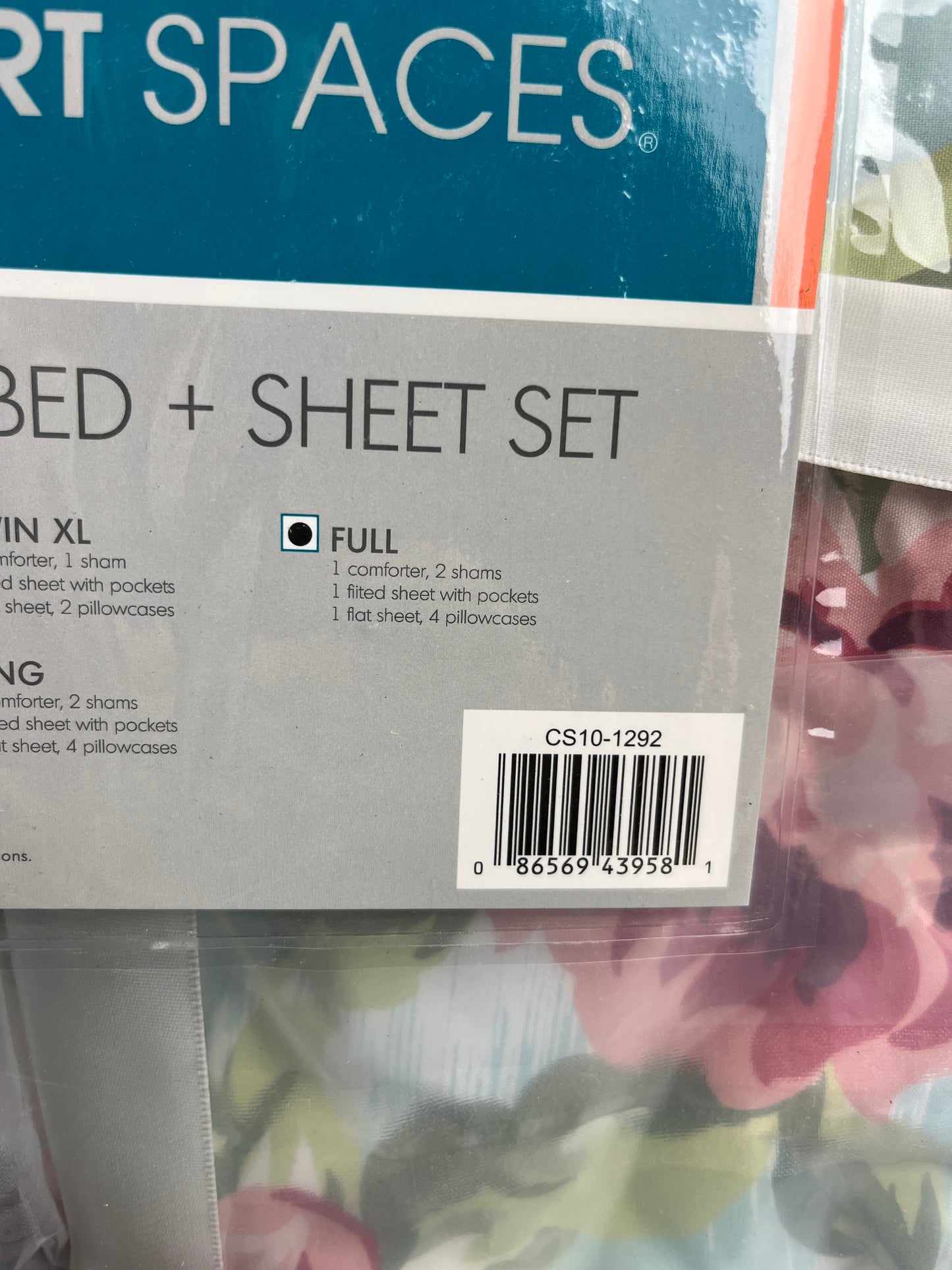Comfort Spaces Bed in A Bag - Trendy Casual Design Cozy Comforter with Complete Sheet Set with Side Pocket, All Season Cover, Matching Shams, Full, Natalie, Floral Blue 9 Piece - Retail $56