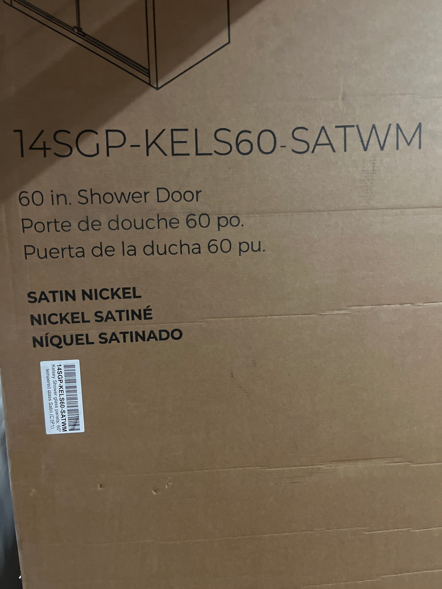 NEW - OVE Decors 60" Kelsey Tempered Glass Shower Door - Retail $750